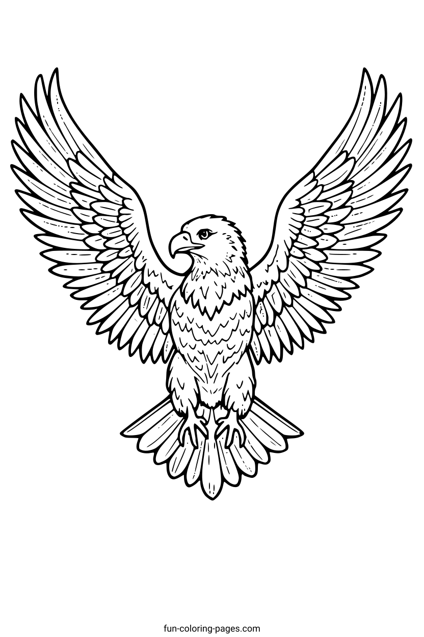 Bald Eagle in Flight – free printable coloring page, available as PDF and SVG