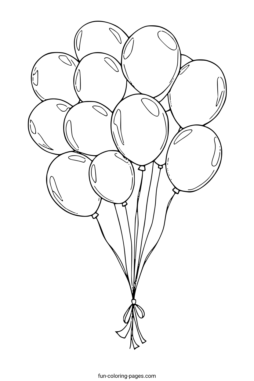 Balloon Bouquet – free printable coloring page, available as PDF and SVG
