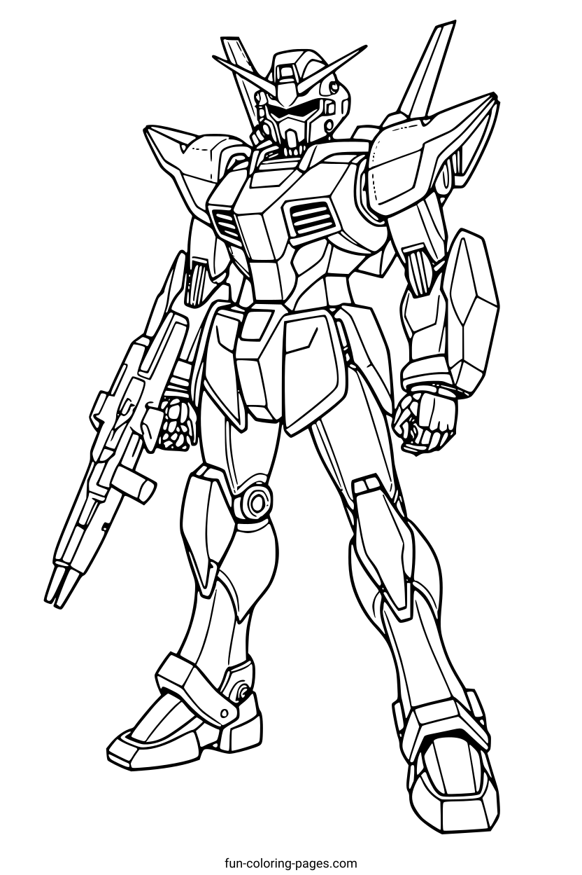 Battle Ready Robot Mech – free printable coloring page, available as PDF and SVG