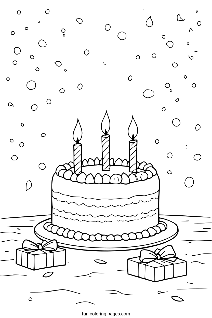 Birthday Cake with Candles – free printable coloring page, available as PDF and SVG