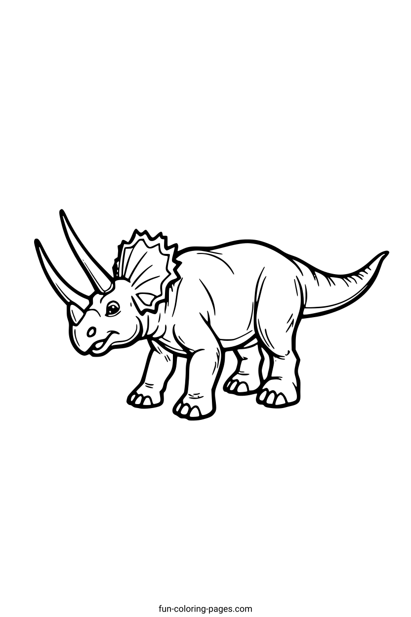 Bold Triceratops Dinosaur – free printable coloring page, available as PDF and SVG