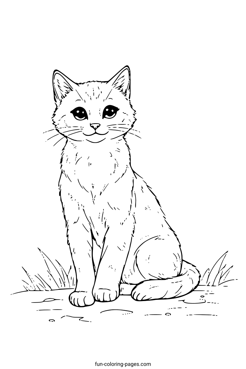 Calm Sitting Cat – free printable coloring page, available as PDF and SVG