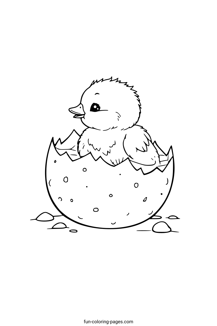 Chick Breaking Out Of Egg – free printable coloring page, available as PDF and SVG