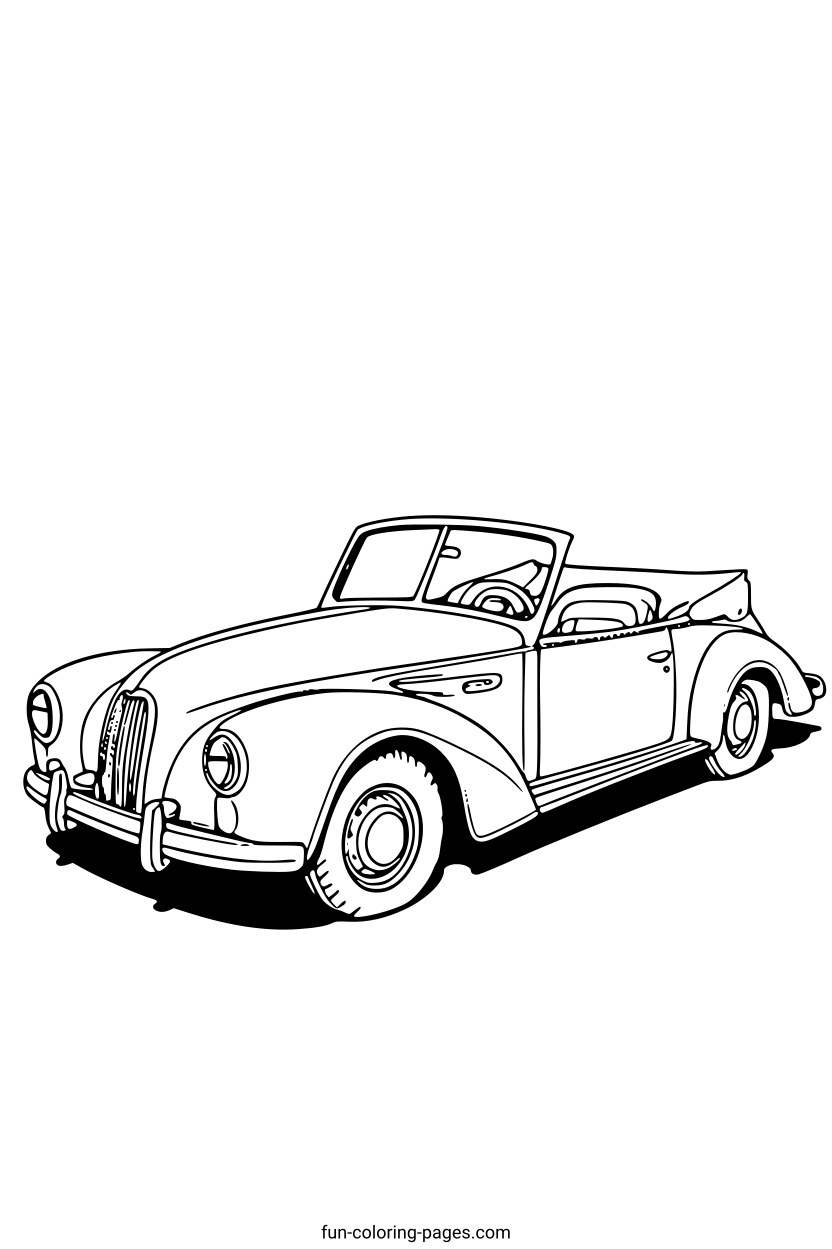 Classic Convertible Car – free printable coloring page, available as PDF and SVG