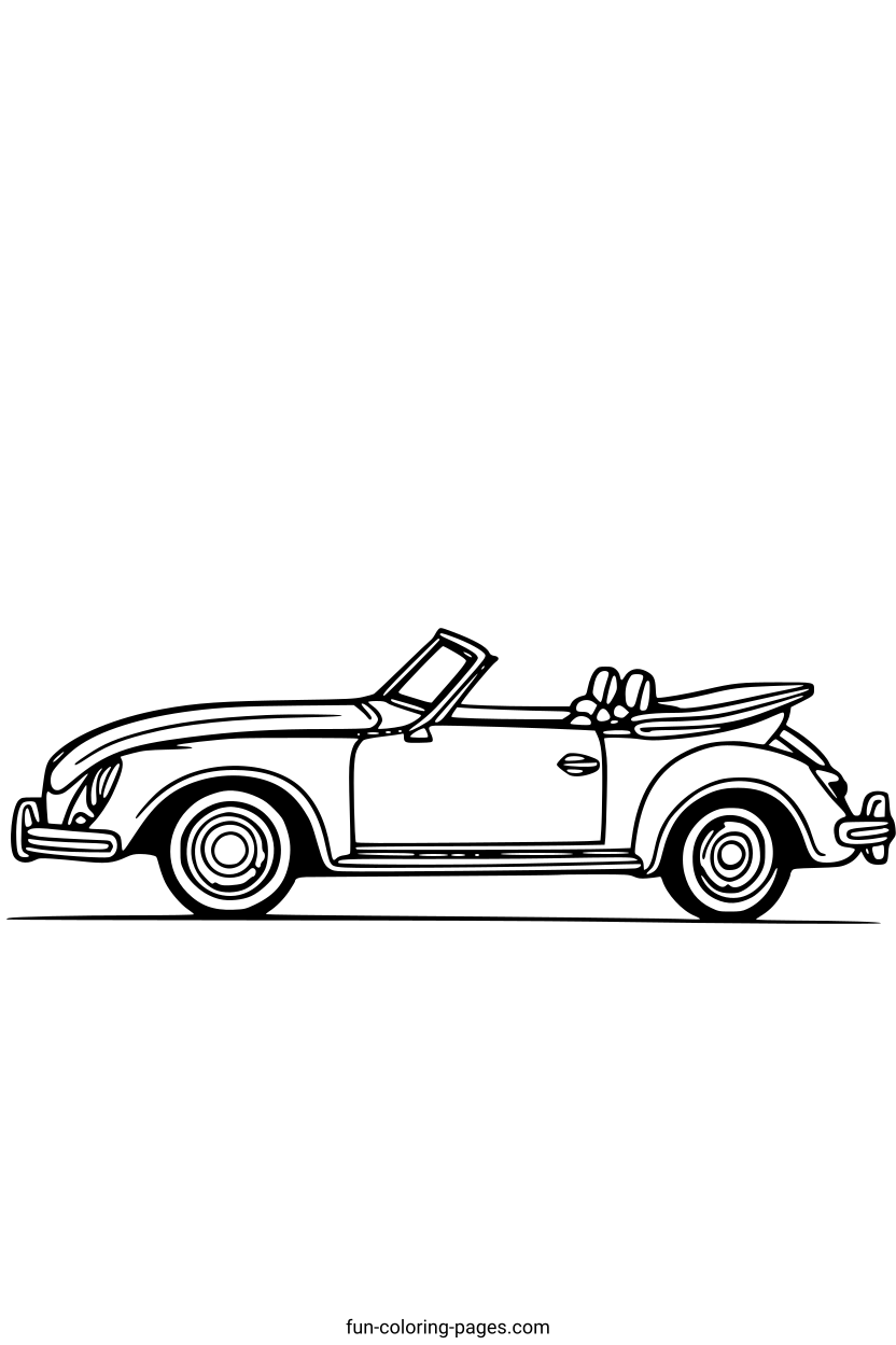 Classic VW Beetle Convertible – free printable coloring page, available as PDF and SVG