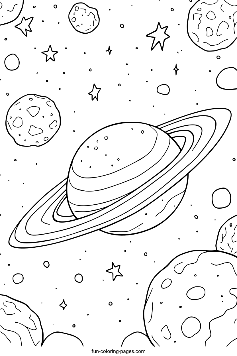Colorful Space Adventure – free printable coloring page, available as PDF and SVG