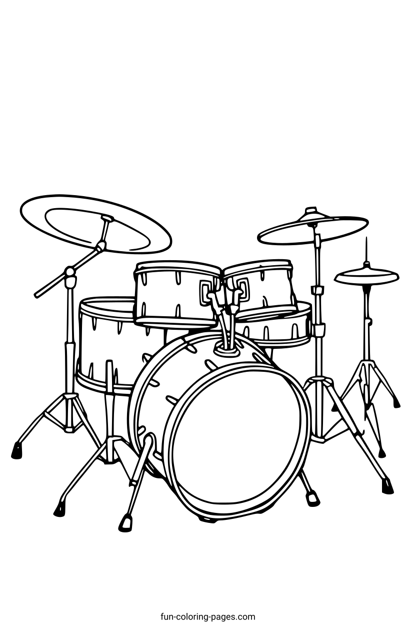 Complete Drum Set – free printable coloring page, available as PDF and SVG