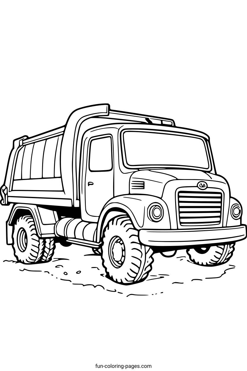 Construction Dump Truck – free printable coloring page, available as PDF and SVG