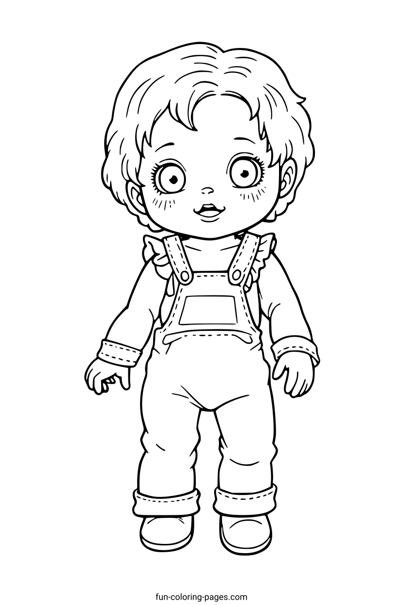 Creepy Rag Doll with Button Eyes – free printable coloring page, available as PDF and SVG