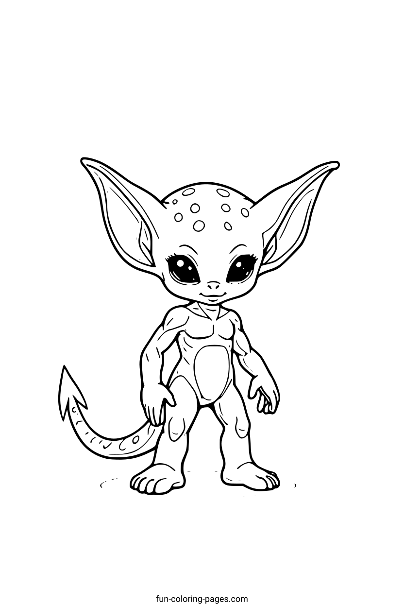Alien With A Tail – free printable coloring page, available as PDF and SVG