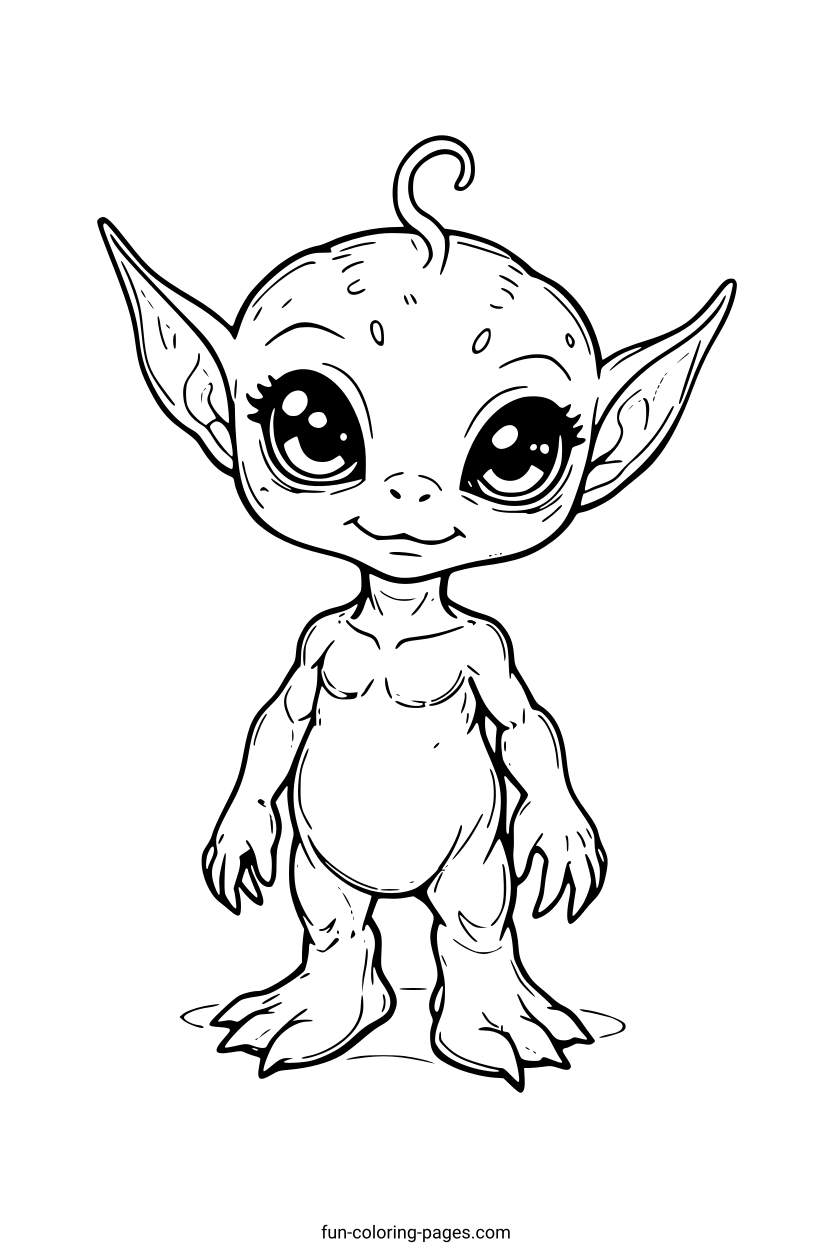Alien baby – free printable coloring page, available as PDF and SVG