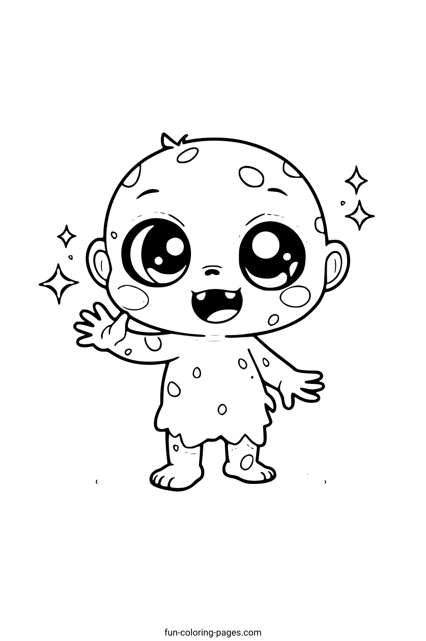 Cute Baby Zombie – free printable coloring page, available as PDF and SVG