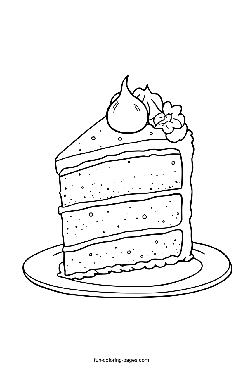 Decorative Cake Slice – free printable coloring page, available as PDF and SVG