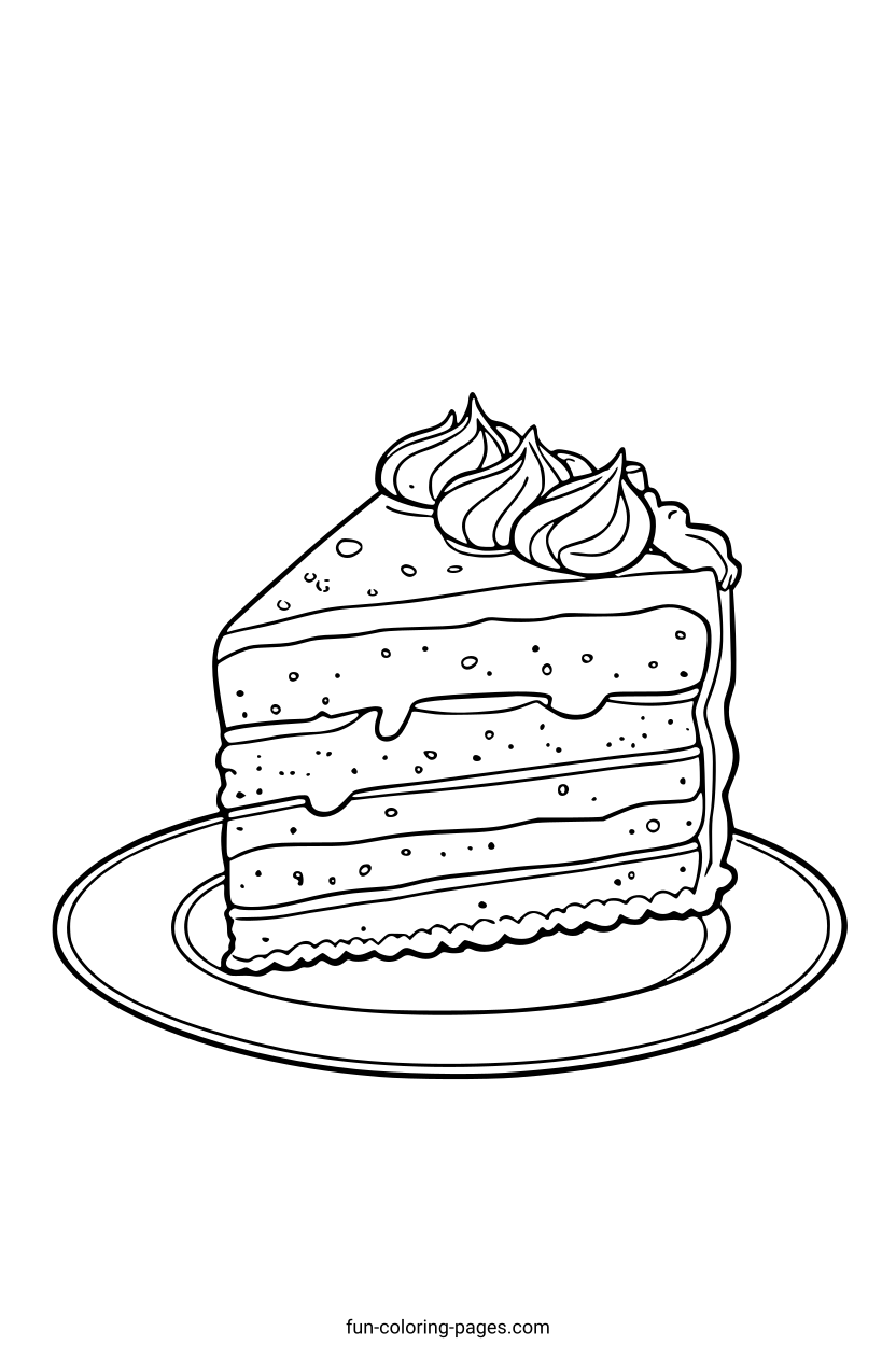 Decorative Cake Slice – free printable coloring page, available as PDF and SVG