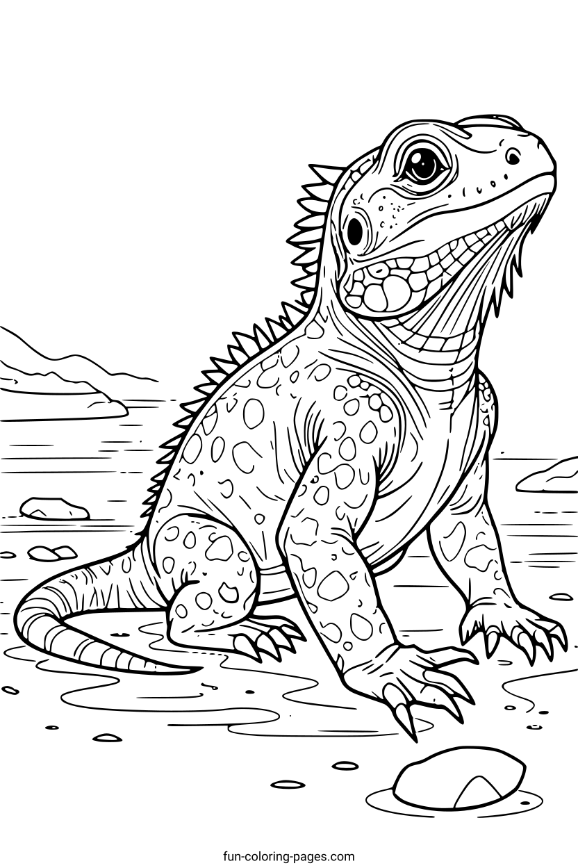Desert Reptile in Mud – free printable coloring page, available as PDF and SVG