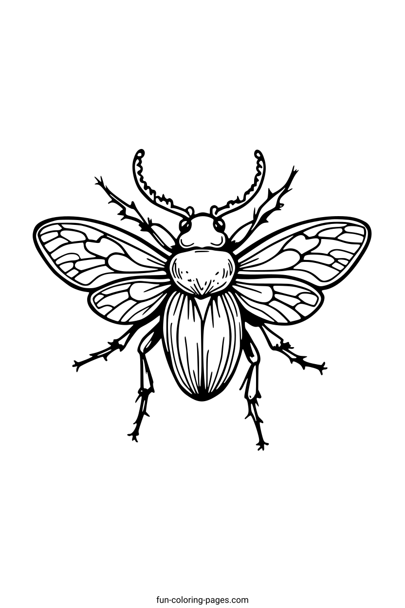 Detailed Beetle Illustration – free printable coloring page, available as PDF and SVG