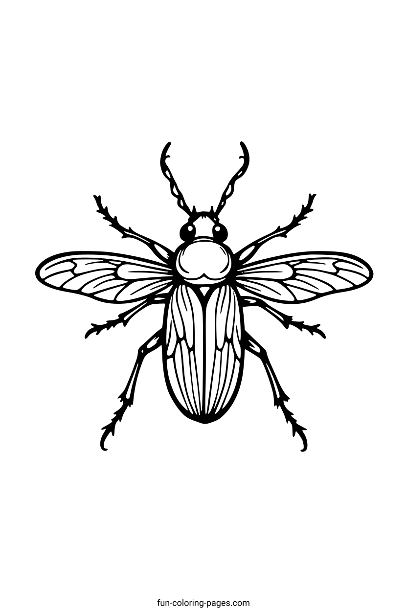 Detailed Beetle Illustration – free printable coloring page, available as PDF and SVG