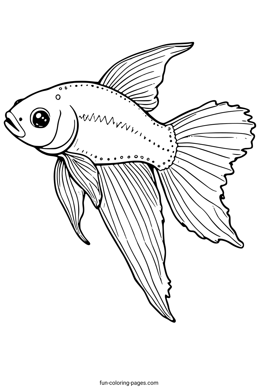 Detailed Betta Fish Portrait – free printable coloring page, available as PDF and SVG