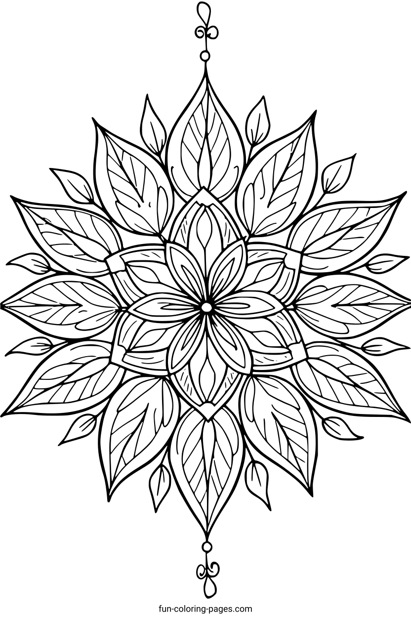 Detailed Floral Mandala – free printable coloring page, available as PDF and SVG