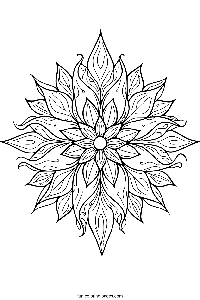 Detailed Floral Mandala – free printable coloring page, available as PDF and SVG