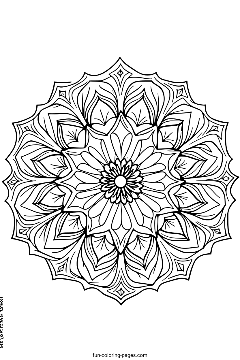 Detailed Floral Mandala – free printable coloring page, available as PDF and SVG