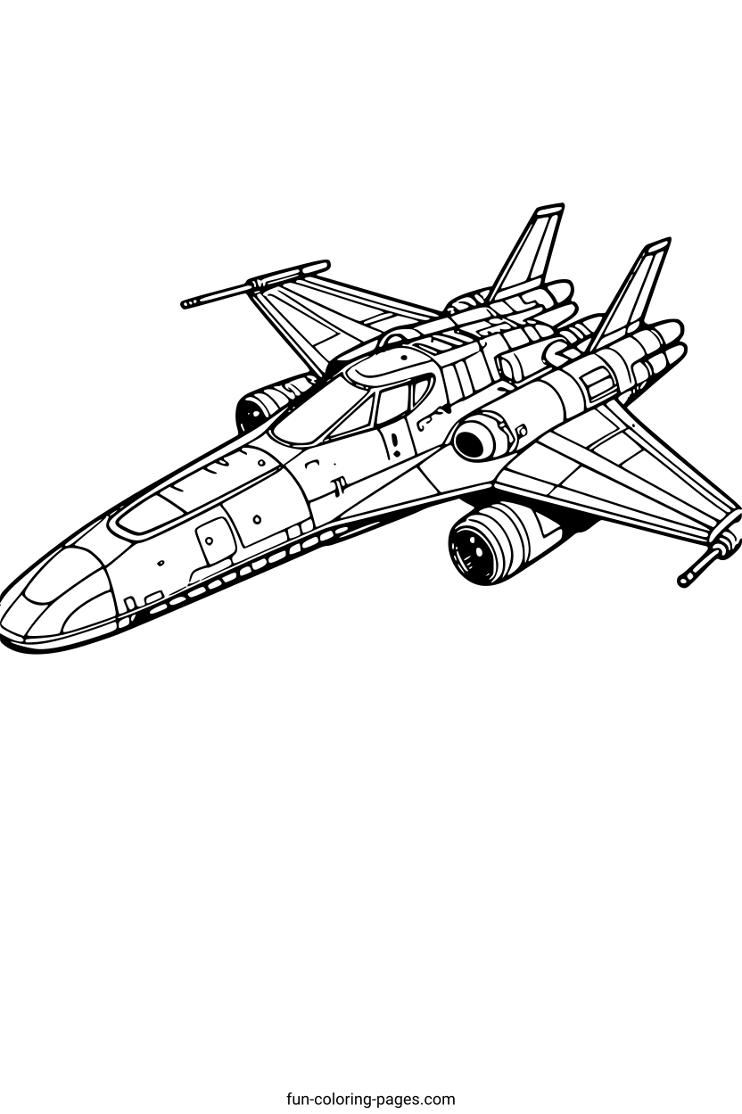 Detailed Futuristic Spaceship – free printable coloring page, available as PDF and SVG