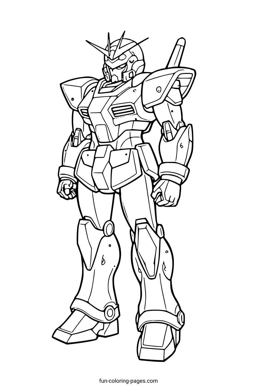 Detailed Mecha Robot – free printable coloring page, available as PDF and SVG