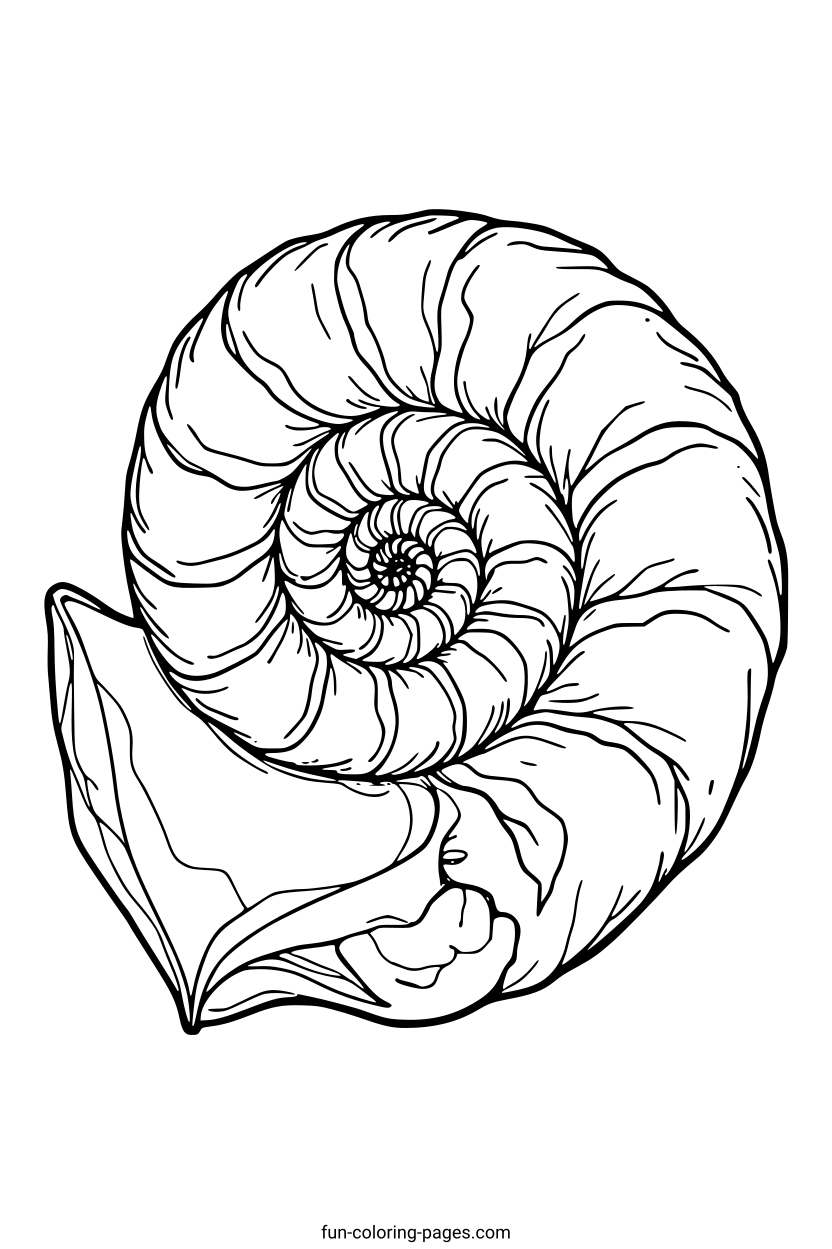Detailed Nautilus Shell – free printable coloring page, available as PDF and SVG