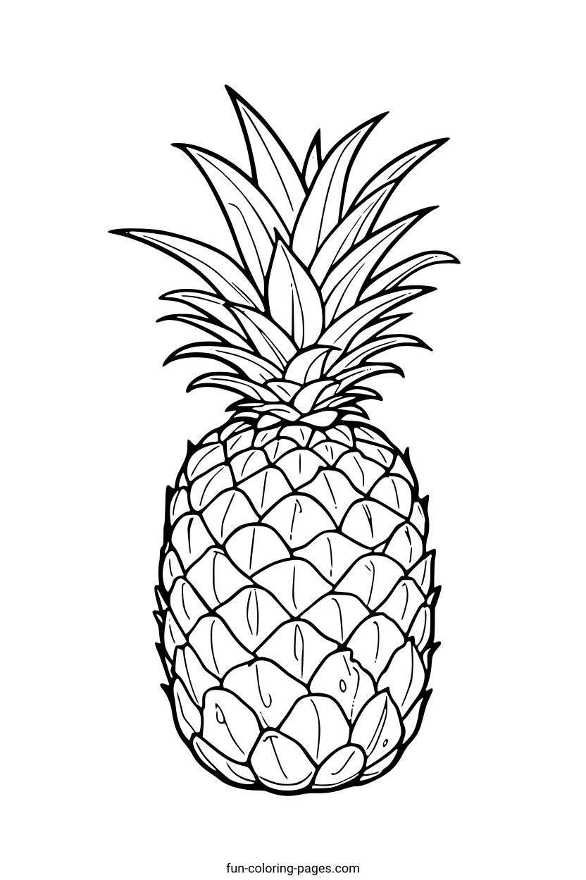 Detailed Pineapple Outline – free printable coloring page, available as PDF and SVG