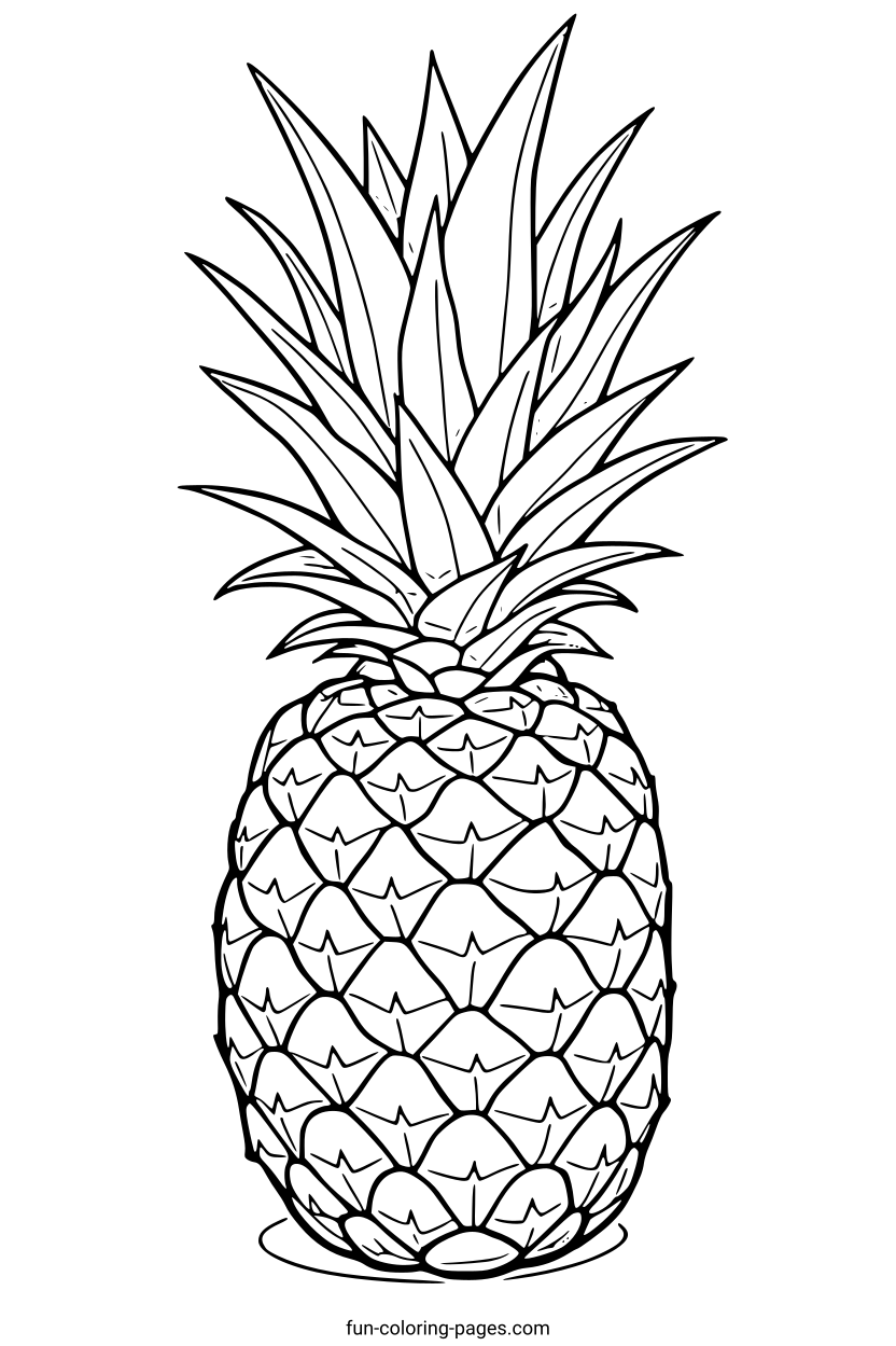 Detailed Pineapple Outline – free printable coloring page, available as PDF and SVG