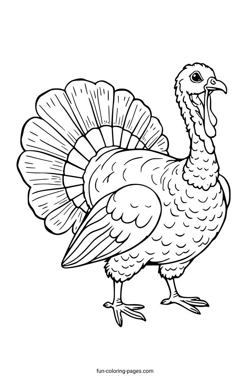 Detailed Turkey Portrait – free printable coloring page, available as PDF and SVG