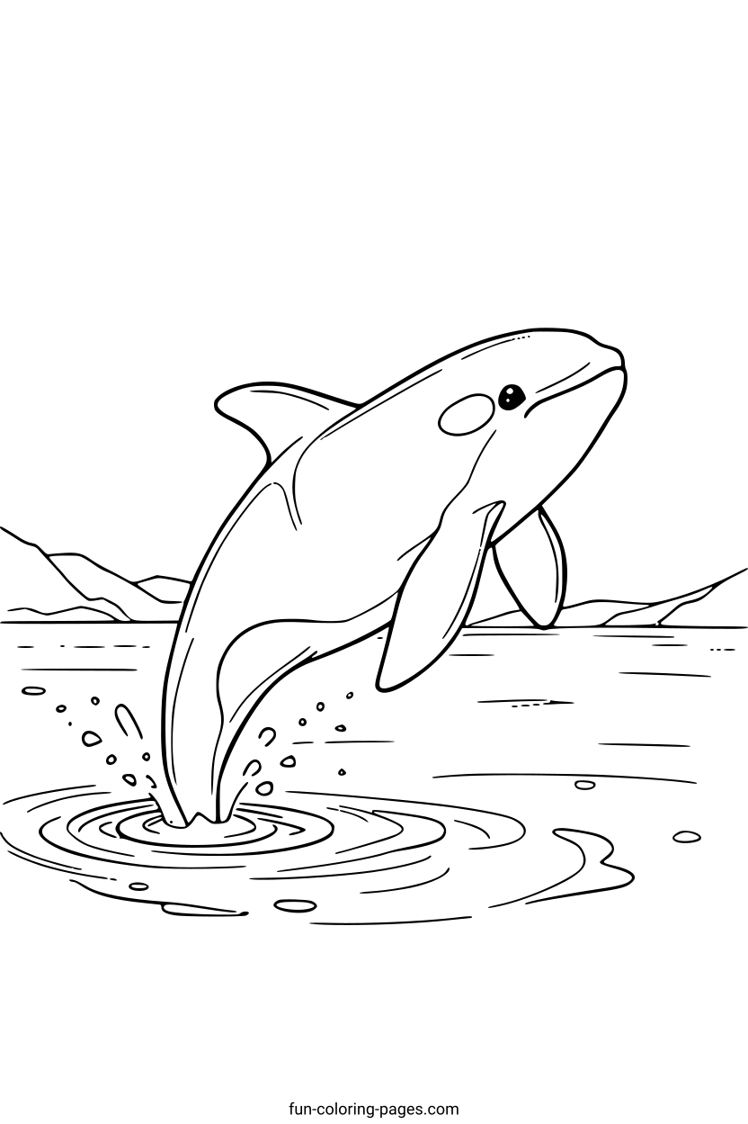 Dolphin Jumping Out of Water – free printable coloring page, available as PDF and SVG