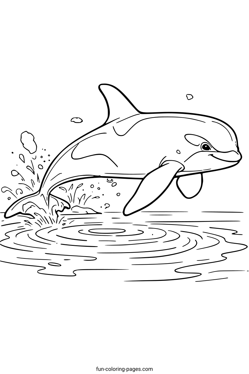 Dolphin Jumping Out Of Water – free printable coloring page, available as PDF and SVG