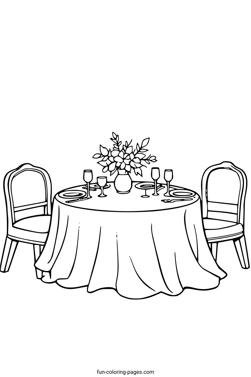 Elegant Dining Table Setting – free printable coloring page, available as PDF and SVG