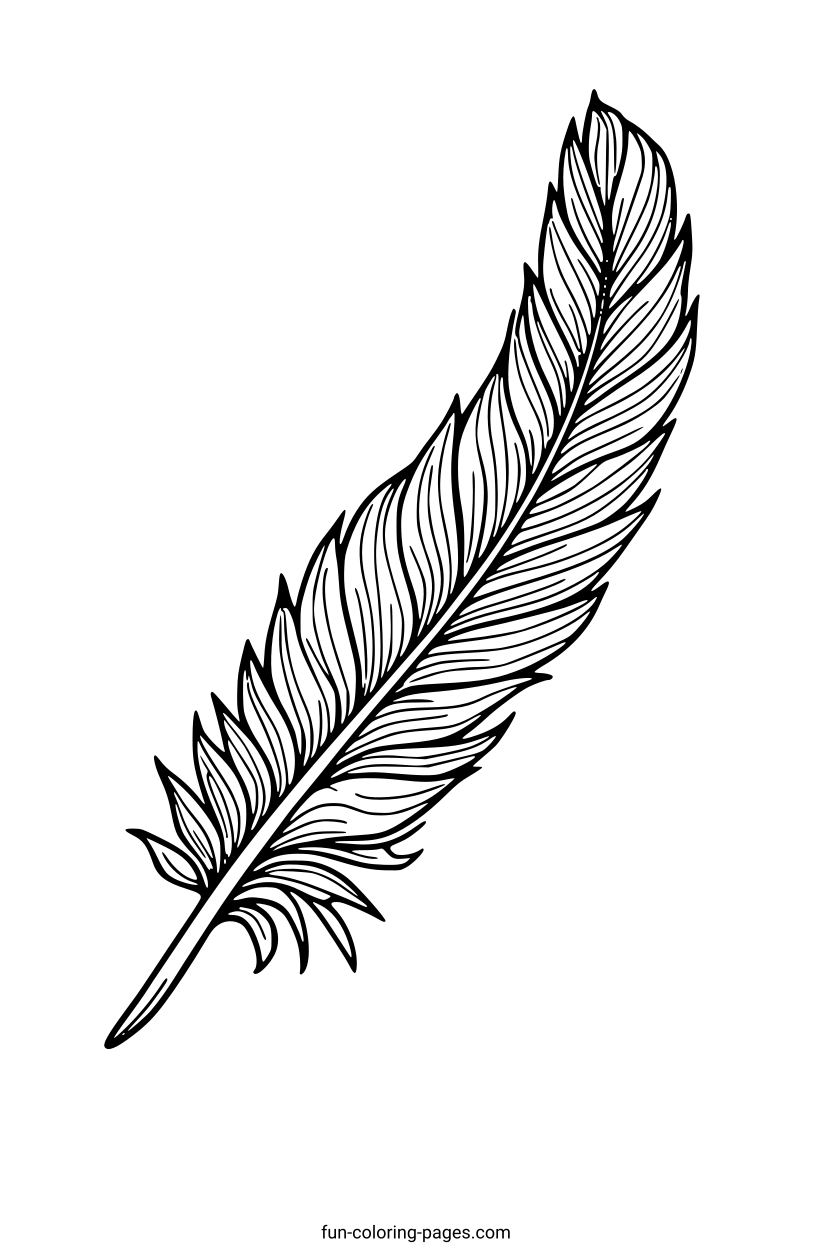 Elegant Feather Outline – free printable coloring page, available as PDF and SVG