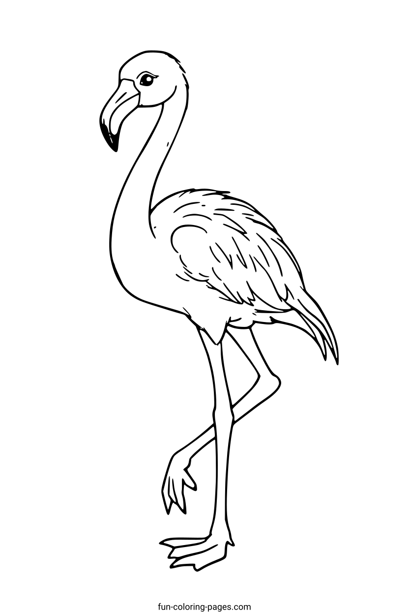 Elegant Flamingo Outline – free printable coloring page, available as PDF and SVG