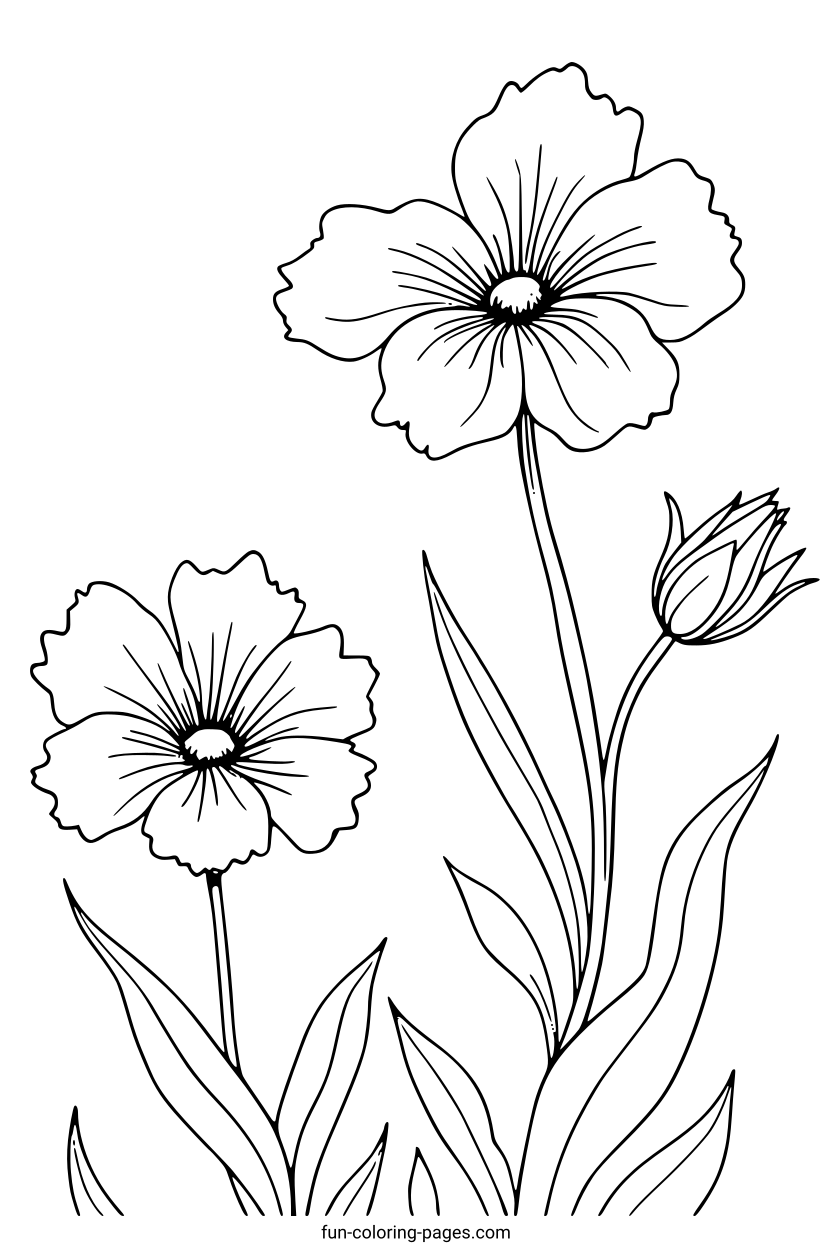 Elegant Floral Arrangement – free printable coloring page, available as PDF and SVG