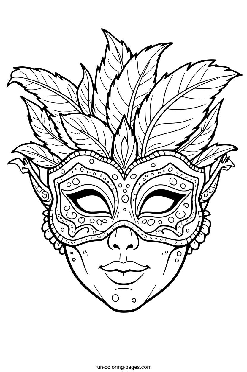 Elegant Venetian Mask – free printable coloring page, available as PDF and SVG