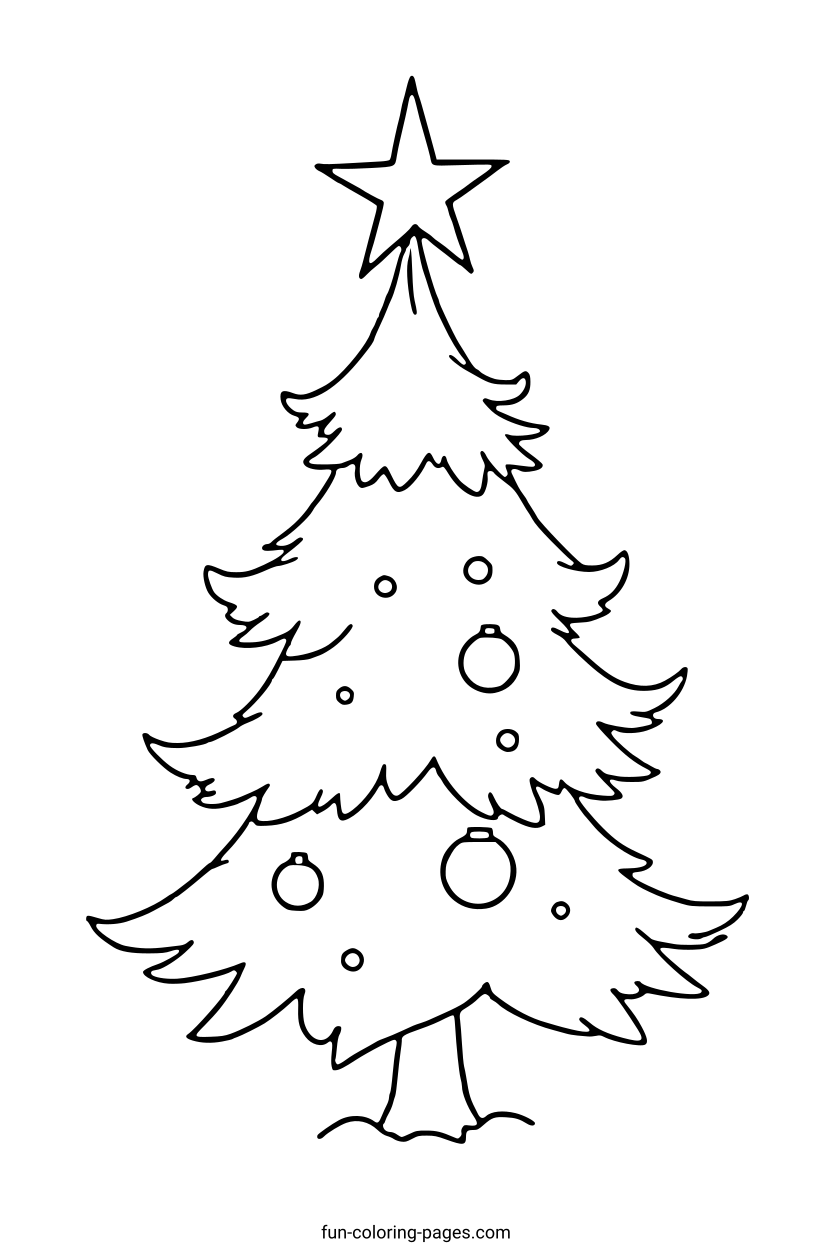 Festive Christmas Tree – free printable coloring page, available as PDF and SVG