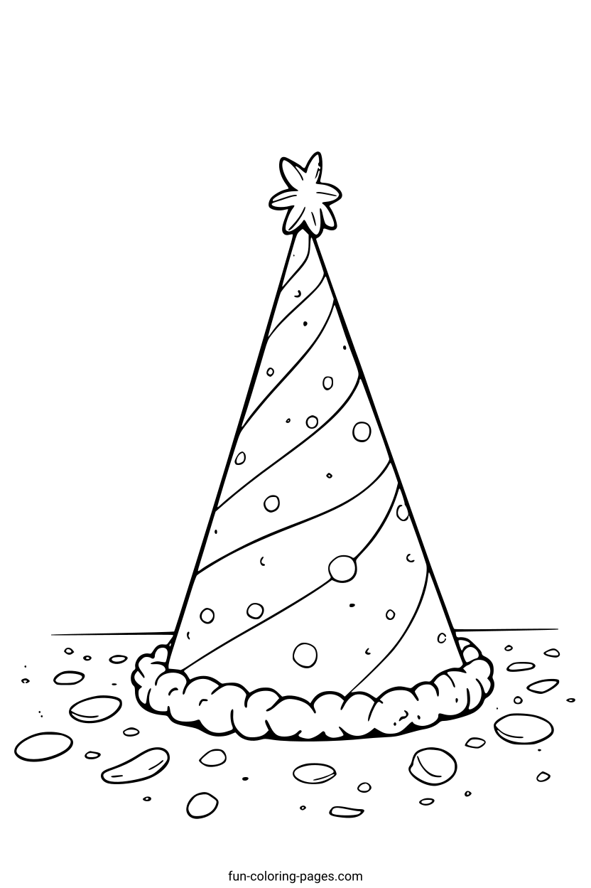 Festive Party Hat – free printable coloring page, available as PDF and SVG