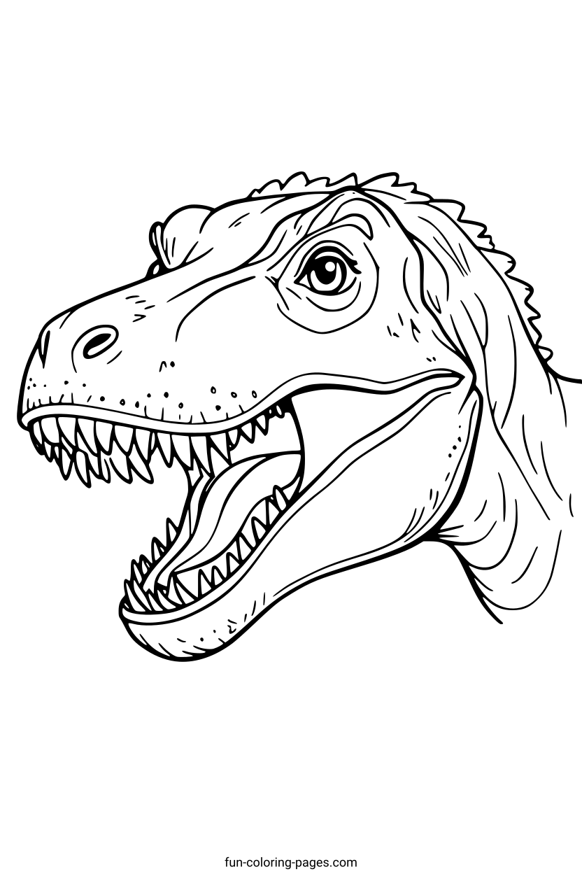 Fierce T-Rex Head – free printable coloring page, available as PDF and SVG
