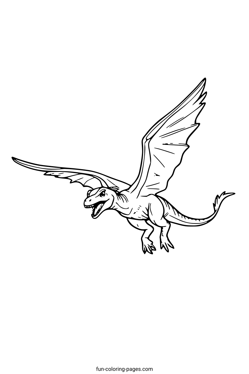 Flying Dinosaur in Flight – free printable coloring page, available as PDF and SVG