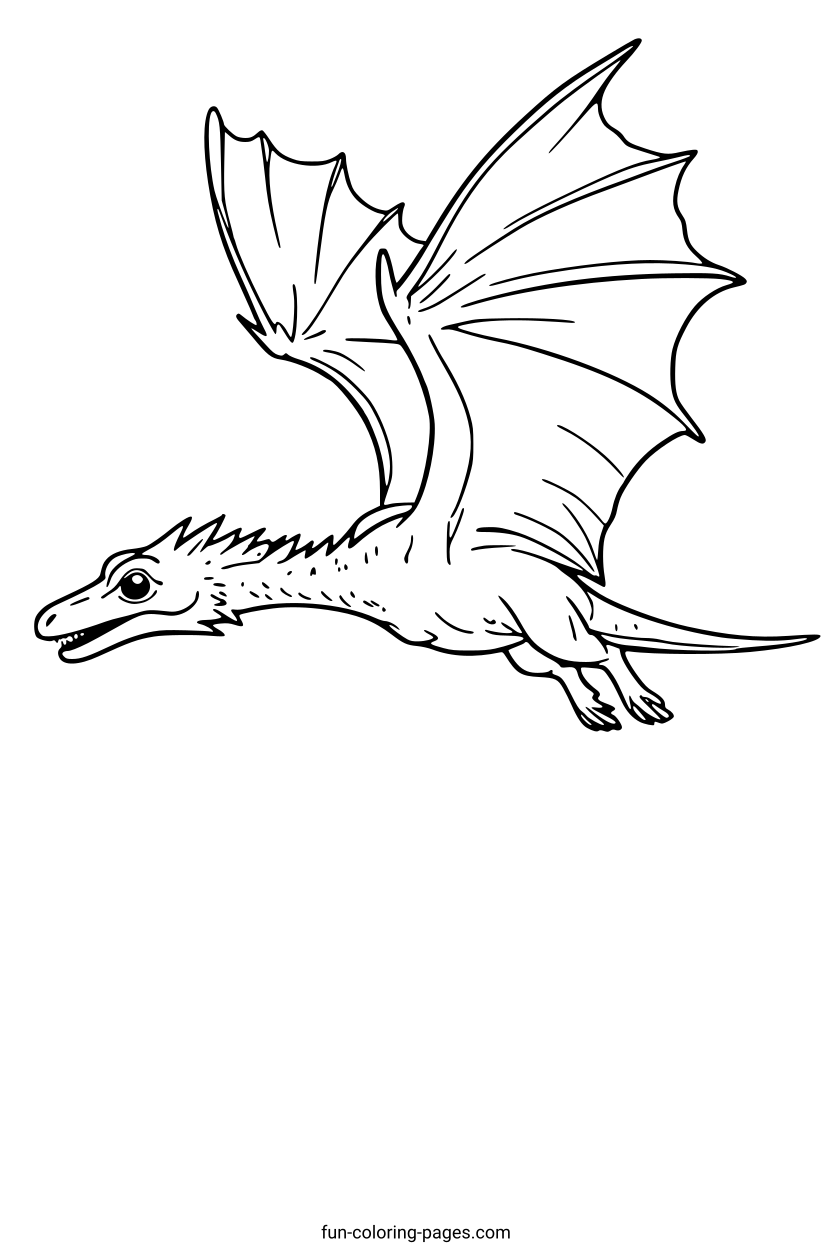 Flying Dragon with Spikes – free printable coloring page, available as PDF and SVG