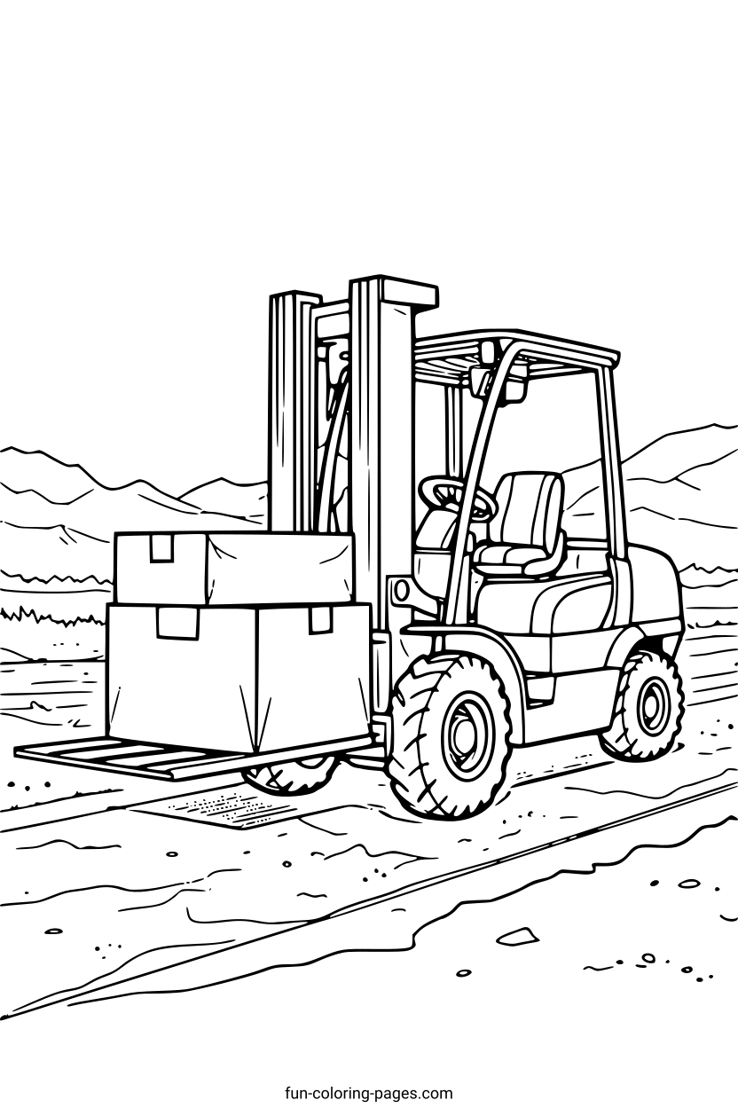 Forklift with Boxes – free printable coloring page, available as PDF and SVG