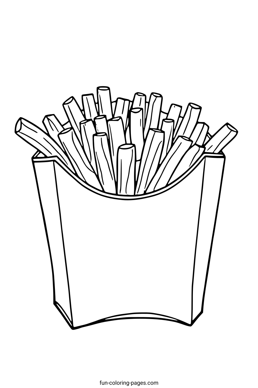 French Fries in a Paper Cone – free printable coloring page, available as PDF and SVG