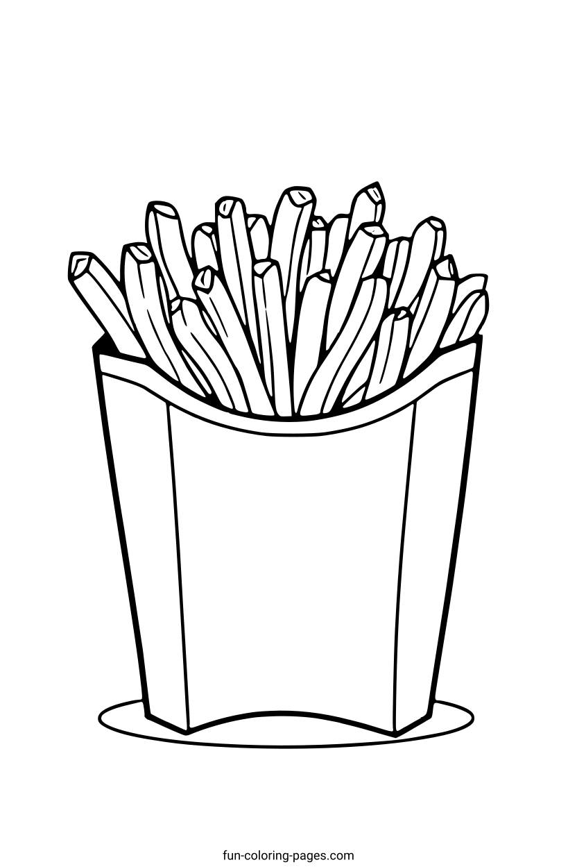 French Fries in a Paper Cone – free printable coloring page, available as PDF and SVG