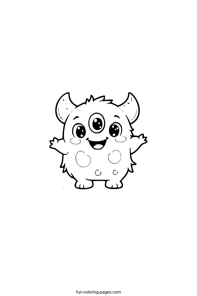 Friendly Three-Eyed Monster – free printable coloring page, available as PDF and SVG