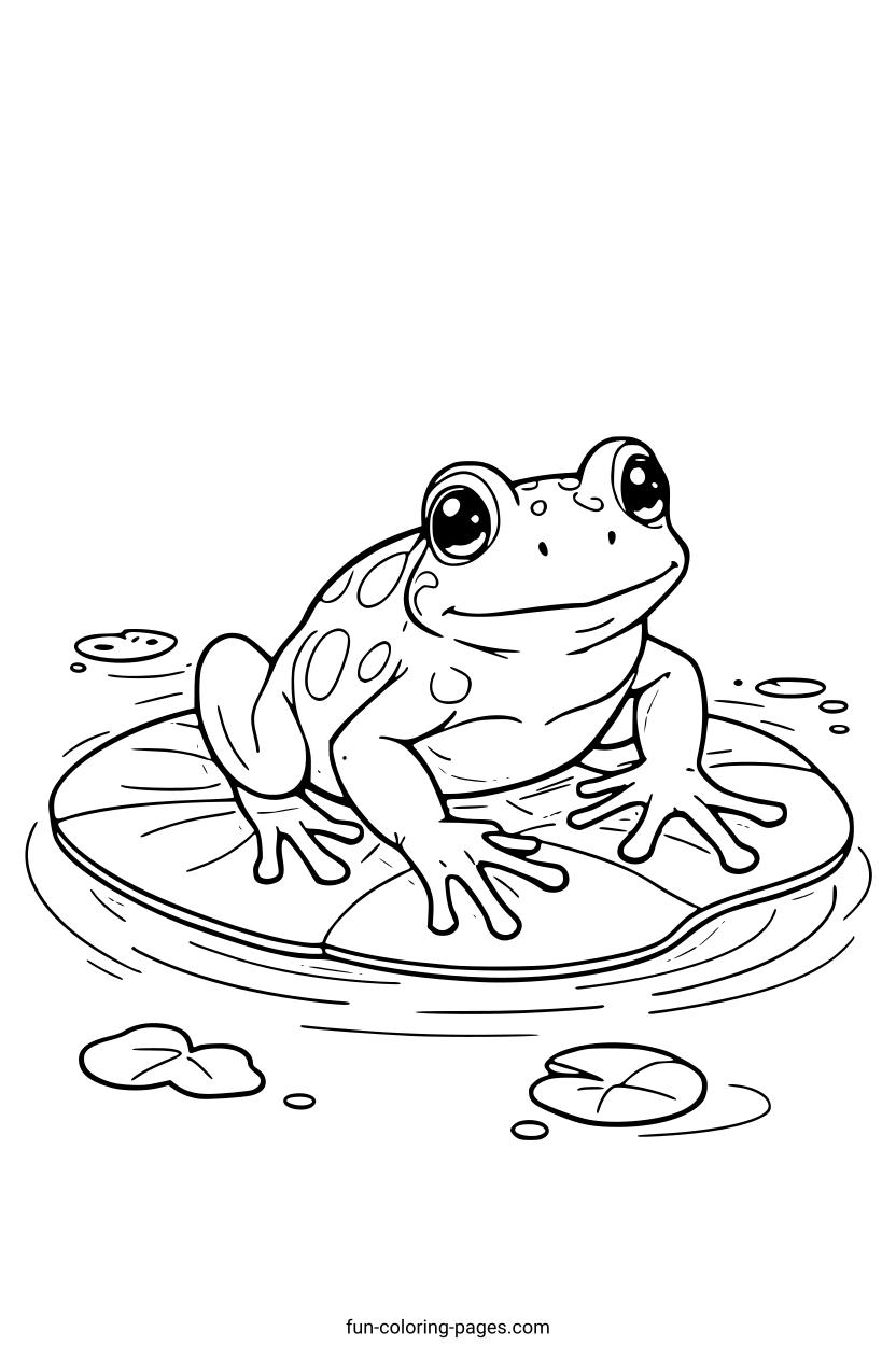 Frog on Lily Pad – free printable coloring page, available as PDF and SVG