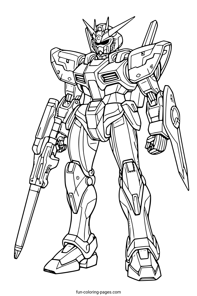 Futuristic Mech Robot – free printable coloring page, available as PDF and SVG