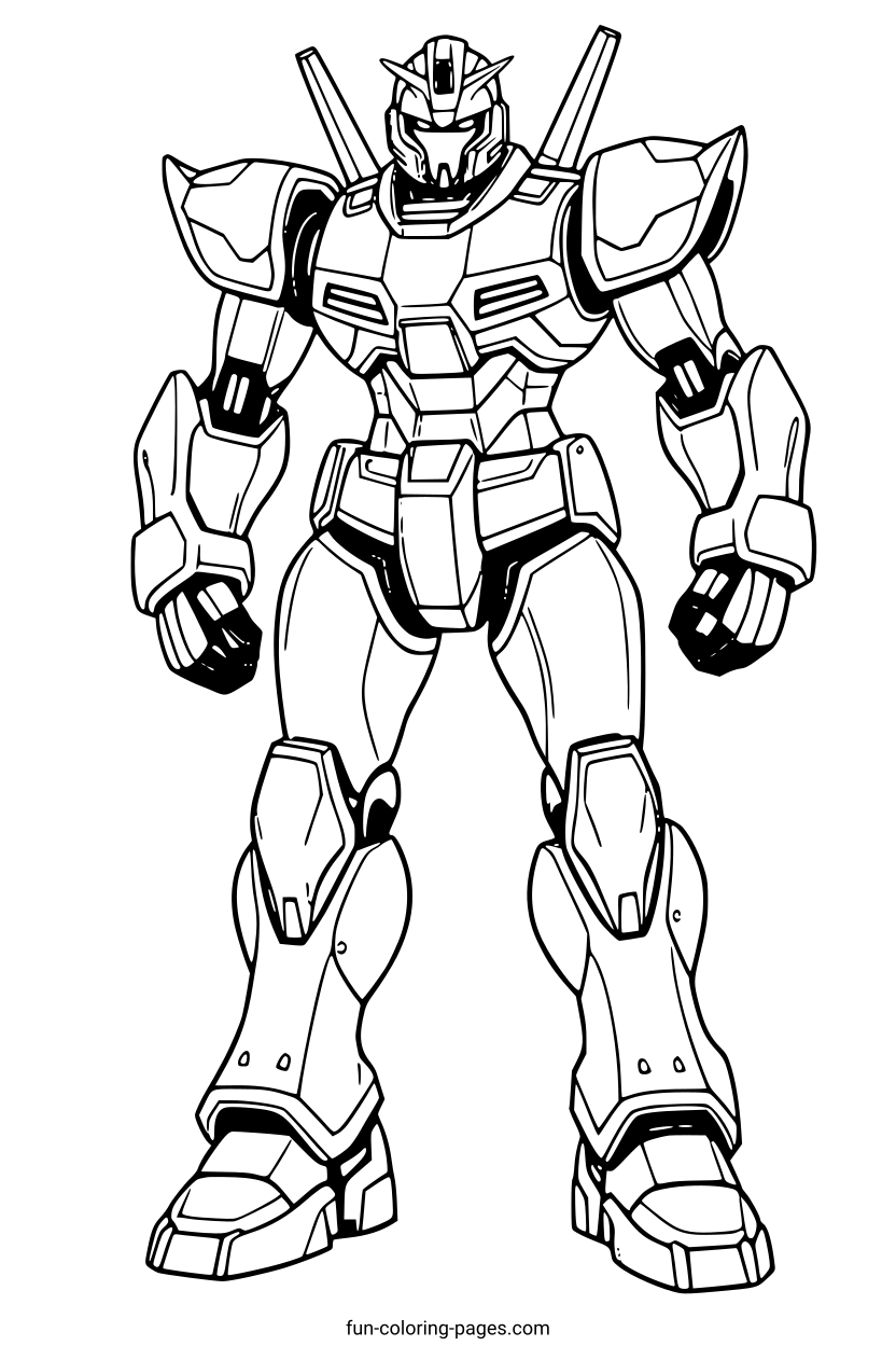 Futuristic Robot Warrior – free printable coloring page, available as PDF and SVG